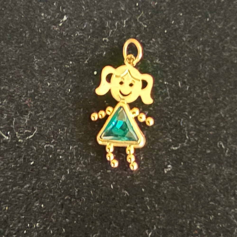 10K Gold December Birthstone Baby Girl Pendant (1980s-90s Vintage Style) - Picture 4 of 5